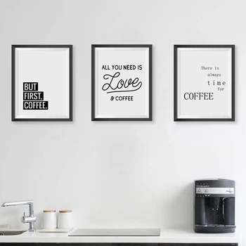 Стенен щампи с цитати за кафе, Домашен декор за вашата кухня, плакат с любов към кафето, печат върху платно, боядисани стени кафенета