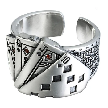 Творческа пръстен за игра на покер Контролирано размер, пънк-пръстен за жени, мъже, мода декорация за партита, Аксесоари, подарък