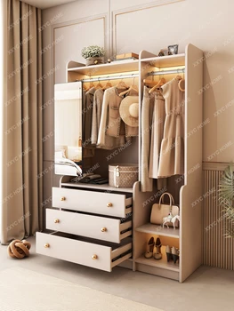 Тоалетен огледало, закачалка, Вграден външен шкаф от масивно дърво, Шкаф за съхранение на дрехи в европейски стил