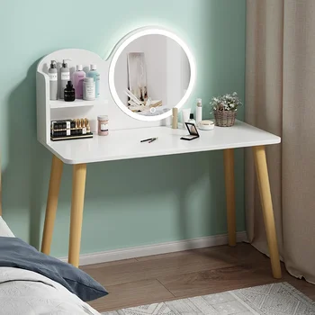Тоалетка за грим в спалнята Модерен проста маса за малък апартамент в спалнята за момичета 2022 Нов скрин