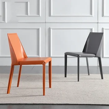 Трапезария стол от скандинавски на кожата на седлото, модерен лесен домакински стол за книги, италиански луксозен стол