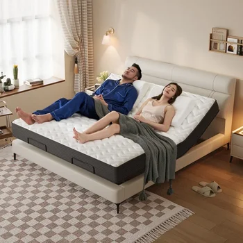 Умно легло Двойно легло, не пречи на кълняемост на работата на Модерен минималистичен кожено легло Италианската минималистичен спалня за брака от висок клас