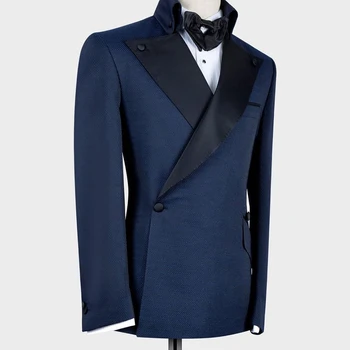 Яке 2023, Двубортная, с ревери, тъмно синьо, обичайната Дължина, официално ежедневното палто, едно парче костюм, изработена по поръчка, Тънък
