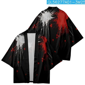 Японското Традиционно Кимоно с принтом мастило, Жилетка Haori 2023 Harajuku, Дамски Мъжки Блуза за cosplay, Юката, Дрехи на Самурая.