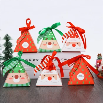 10 Броя Забавна Коледна Пирамида на Дядо Кутия шоколадови Бонбони Коледна Декорация Елха Лосове Шоколадови Кутии Подарък за Деца Клас B064
