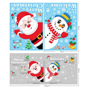 2023 Нови Коледни стикери за декорация на витрини на Коледните търговски център Електростатичен етикети във формата на Дядо Коледа и Снежен човек