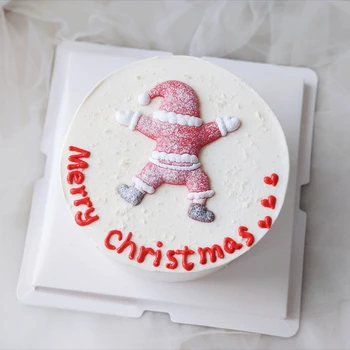 Аксесоари за Colorization Торта От Мека Пластмаса Дядо Коледа, който се намира В Снега, Topper За Торта Весела Коледа Cupcake, Знак За Торта С Дымоходом