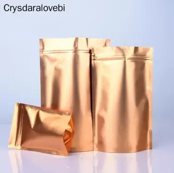 Златисто-златист цвят, стоящ чанта от алуминиево фолио, чанта с цип, торбички за опаковане на хранителни продукти, чай, кафе, опаковки