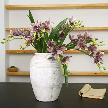 Изкуствена Орхидея с 2 вилици, цвете на Допир, 64 см, Чаено Сватбена украса за дома, гардероба на верандата, Ъглова маса, Копринени цветя
