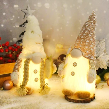 Коледен Гном Безлични Кукла с Led Подсветка Забавни Коледни Декорации За Дома Коледен Орнамент Навидад Noel Подаръци За Нова Година 2024