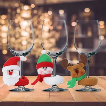 Коледен Стъклена купа Ръчно изработени Пръстен Подарък Двойки Благословен Сладък Чаша за вино Пръстен Дядо Лосове Снежен човек Коледна Украса за Купата на Коледа