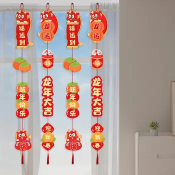 Коледна висулка, китайски коледен орнамент във формата на дракон с други думи благословии, Окачване с пискюл за декорация на празничната вечер за семейството