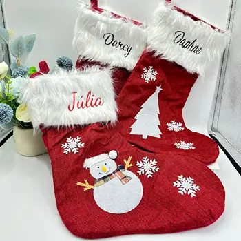 Ново персонализирани името на Коледна украса с подсветка Потребителски имена Коледни чорапи Детски празнични подаръци Чанта