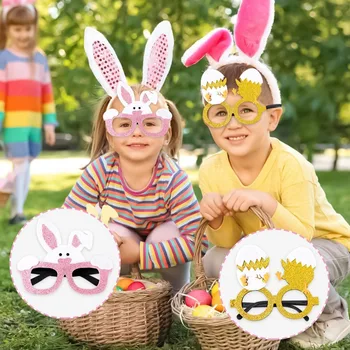 Филцове + пластмасови декоративни Великденски очила, здрав аксесоар 