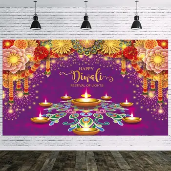 Фон на партита, в Дивали Фотофон за празник Дивали Празнични украси за партита Ярки цветове Фестивал на светлините Deepavali