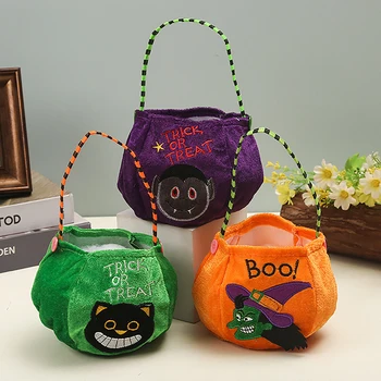 Чанта за шоколадови бонбони на Хелоуин, Чанта за вещици с тиква за Хелоуин, чанта за подаръци с Черна котка, подарък за деца, декор за парти в чест на Хелоуин